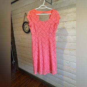 Motherhood Maternity | Coral Pink Lace Cap Sleeve Dress
